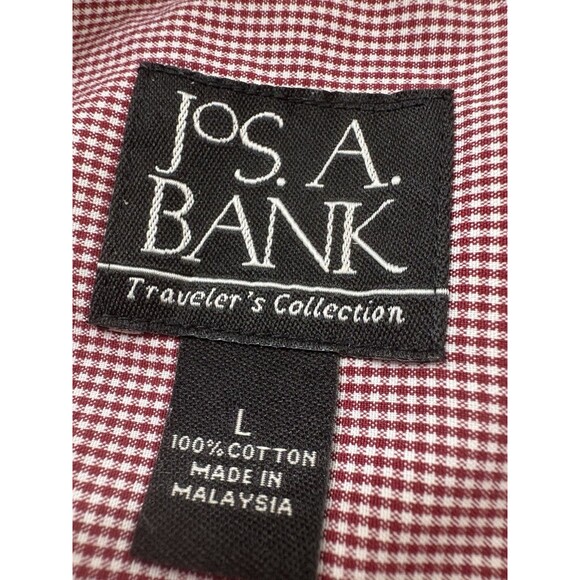 Jos A Banks Men’s Large Traveler Classic Tartan Red Button Down Cotton Shirt - Picture 3 of 7